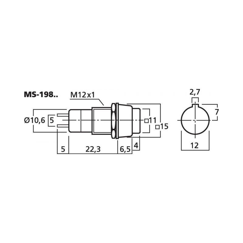 Monacor MS-198/SW Przełącznik wciskany, czarny